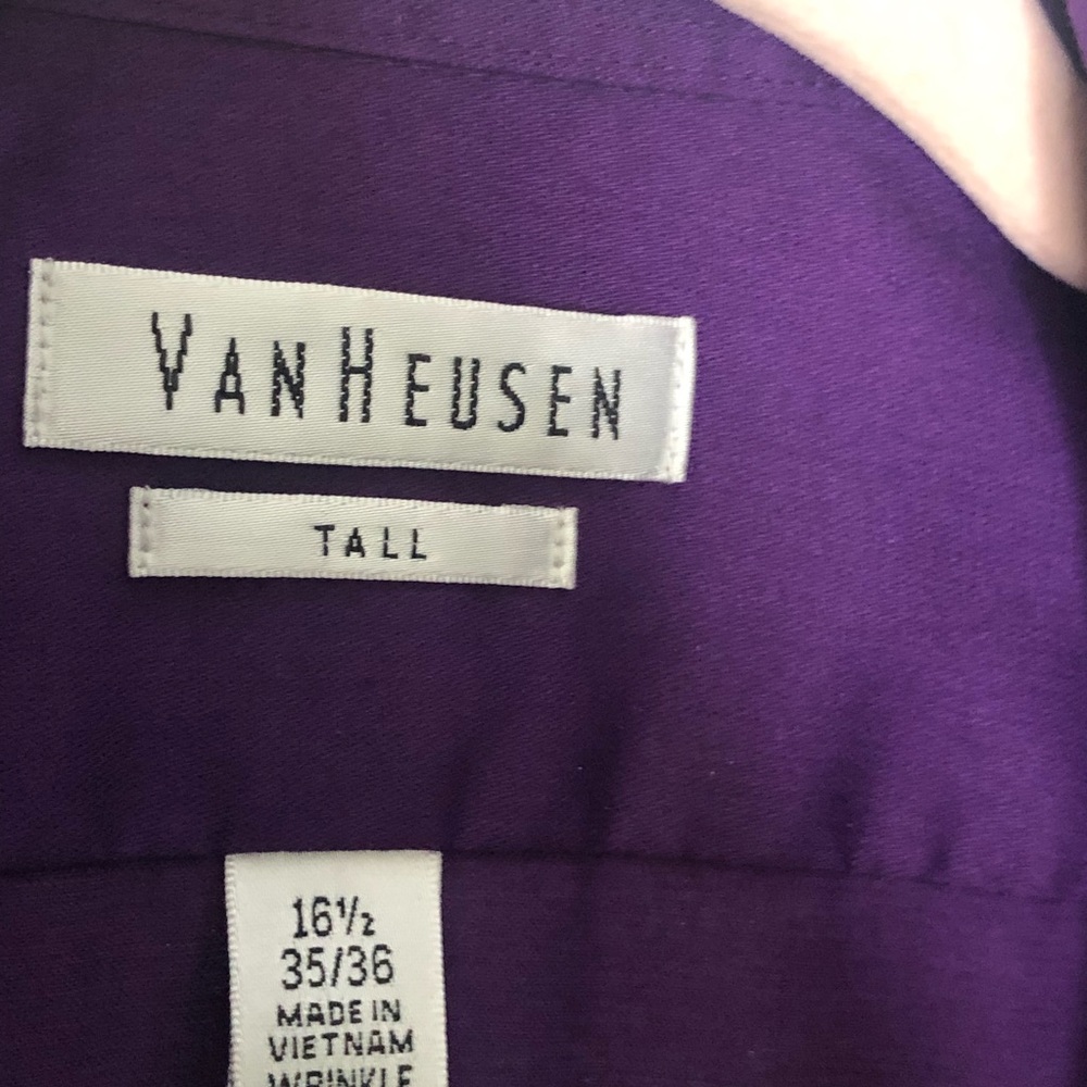 Mens Tall Van Huesen Purple Dress Shirt Neck 16.5. 35/36 - Picture 4 of 5
